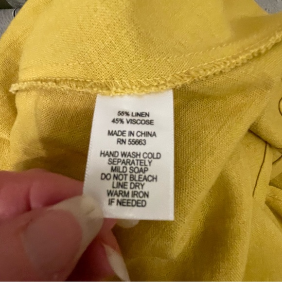 For Cynthia Mustard Yellow Sleeveless Linen Blend Dress Size Small S - Picture 9 of 9